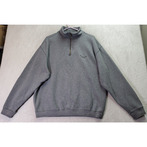 Bungalow Brand Sweatshirt Mens XL Gray Long Raglan Sleeve Quarter Zip Pullover - Picture 1 of 11